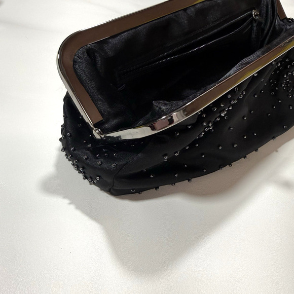 Express Black Bead Clutch Wedding Eventing Handbags Black Beaded Purse - Picture 8 of 16